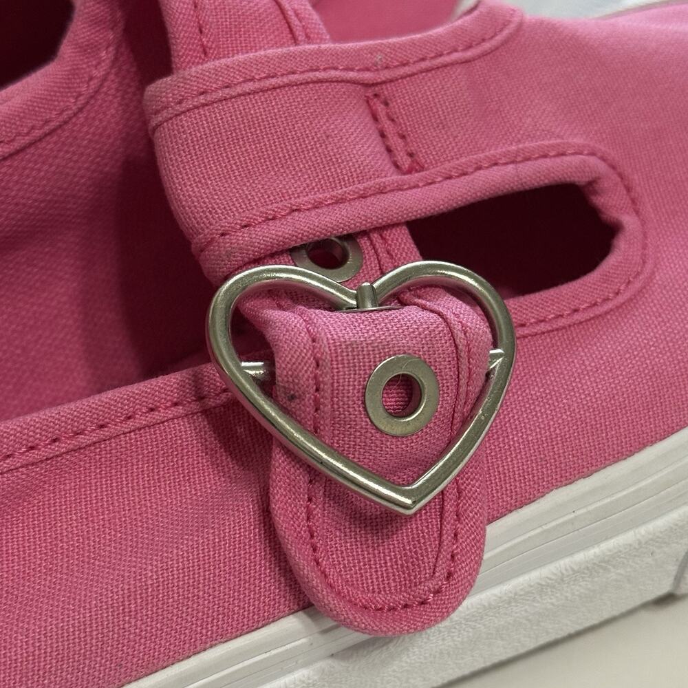 VANS T Strap Heart Buckle Canvas Sneakers Women’s 6.5 Pink White Mary Jane EUC - Picture 5 of 10